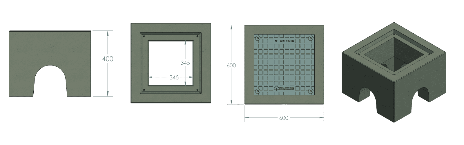 B600 Dimensions - EV Blocks - EV Charge Point Installation Base