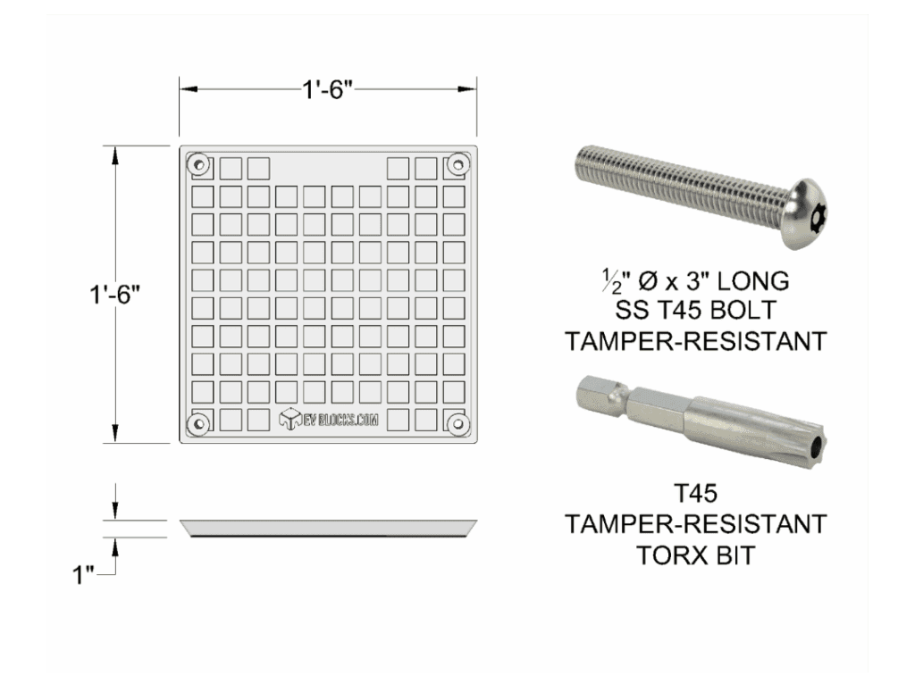 EV Block Adaptor with Tamper-Resistant Screws